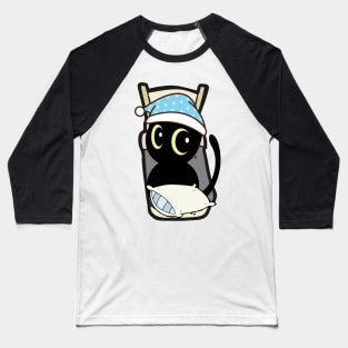 Cute black cat is going to bed Baseball T-Shirt